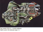 TPE331 gas turbine engine with a Woodward control( yellow arrow).